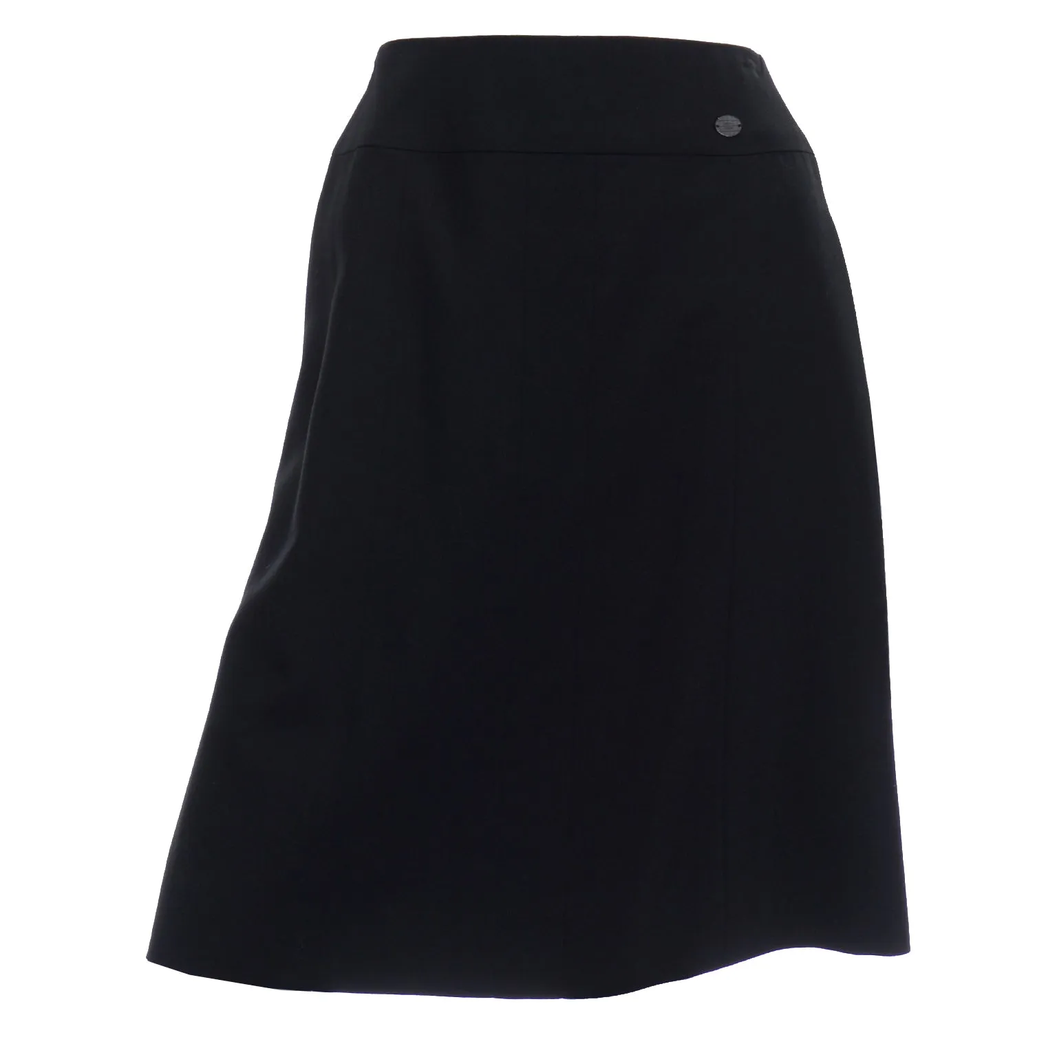 2001 Spring Summer Chanel Black Wool Skirt W CC Logo Monogram