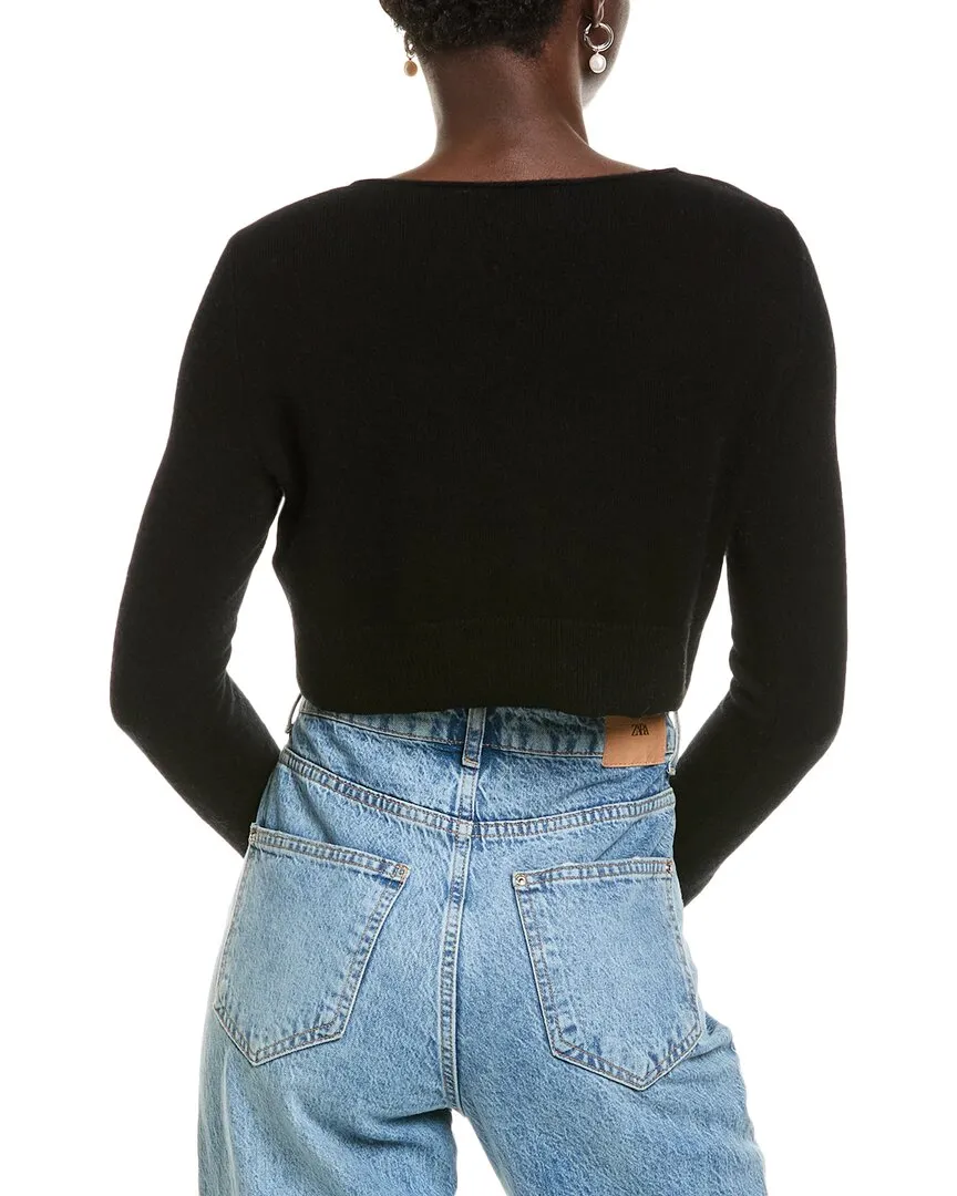 27 Miles Malibu womens  Cropped Straight Fit Cashmere Cardigan, m, Black