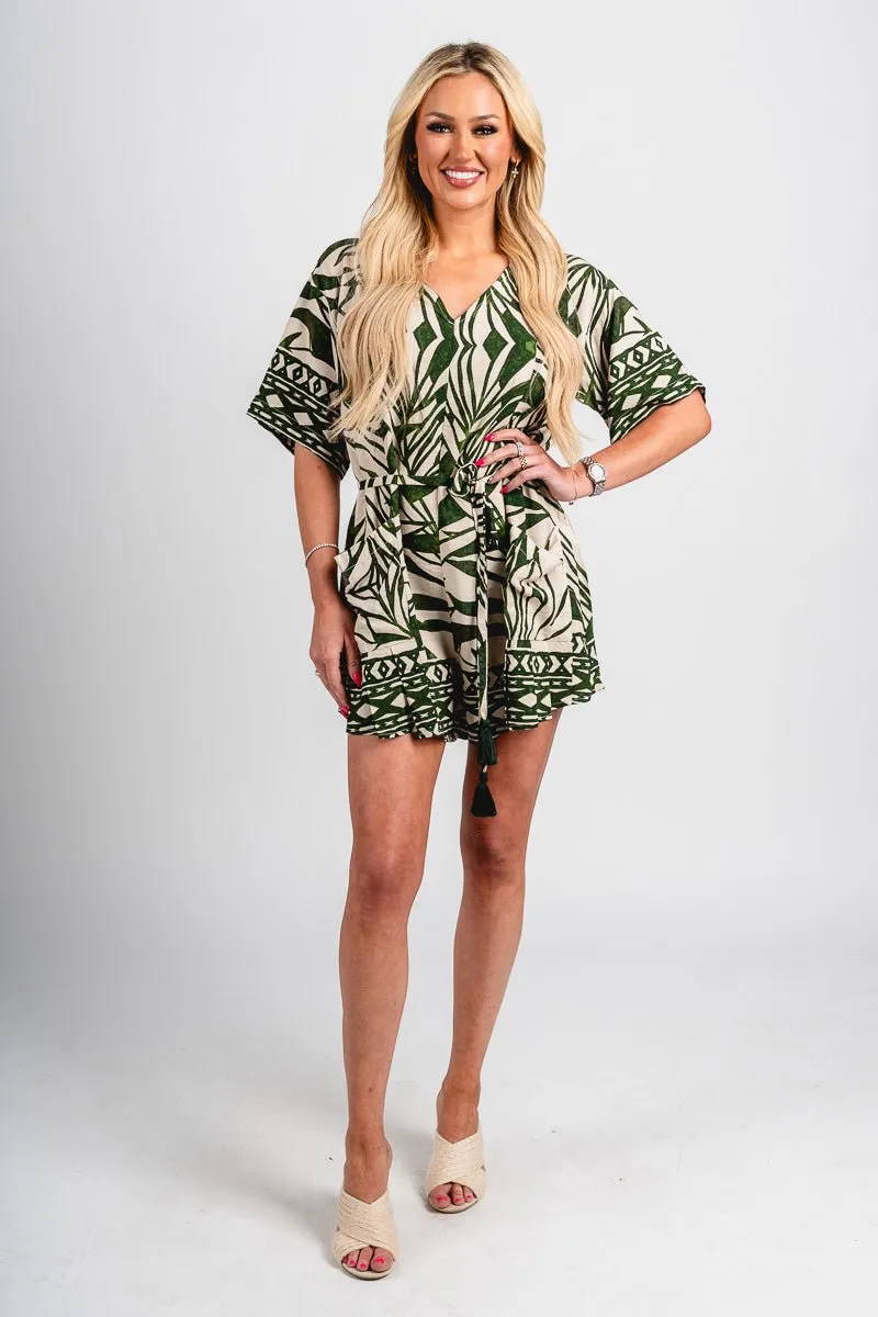Abstract short sleeve romper ibiza