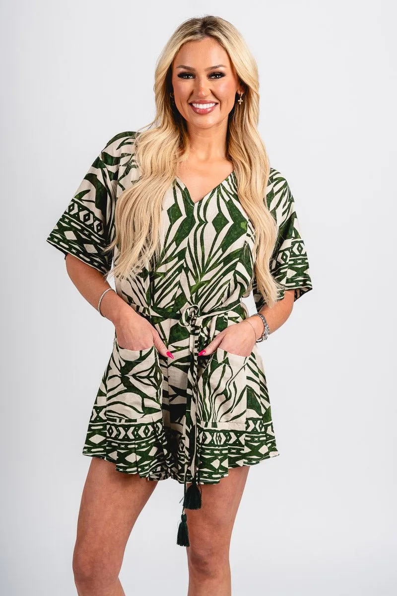 Abstract short sleeve romper ibiza