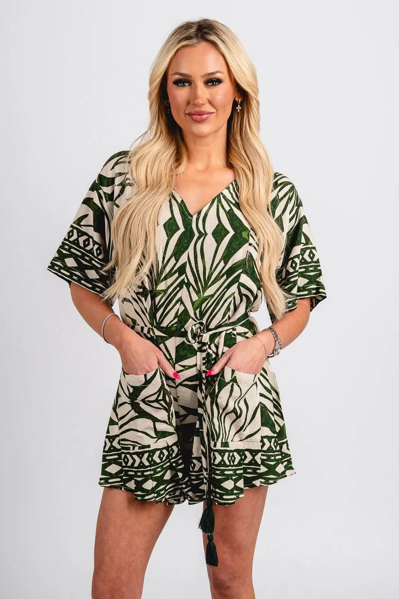 Abstract short sleeve romper ibiza