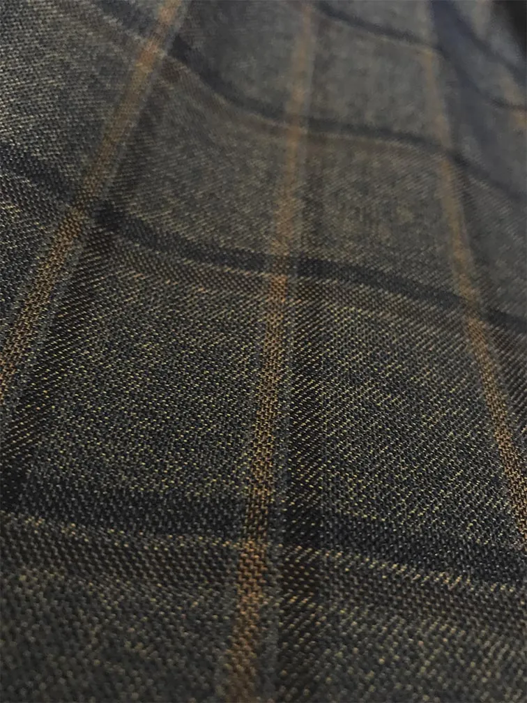 Atrani Collection - Regular Fit Windowpane Suit 3 Piece in Brownish Olive