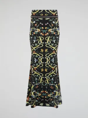 Baroque Print Maxi Skirt