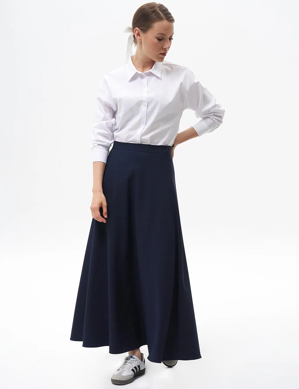 Basic Flared Skirt Navy Blue