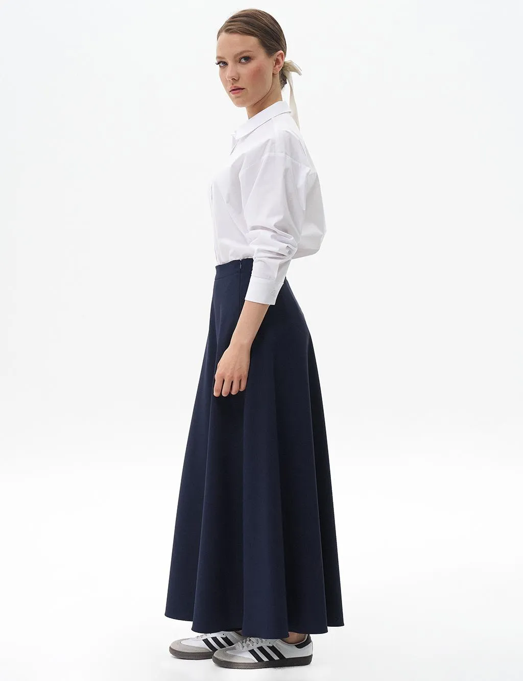 Basic Flared Skirt Navy Blue