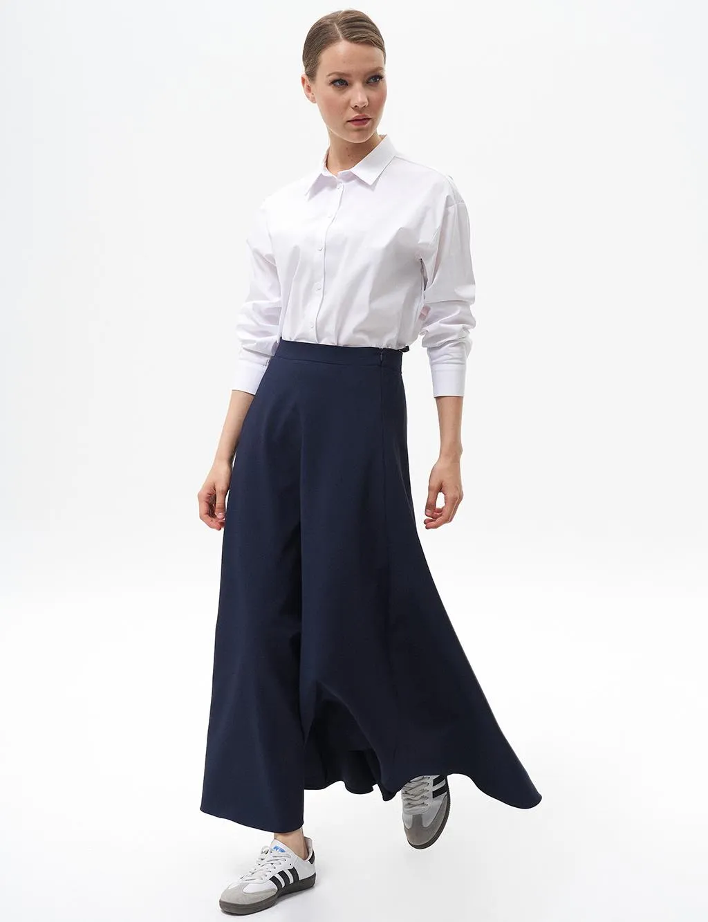 Basic Flared Skirt Navy Blue