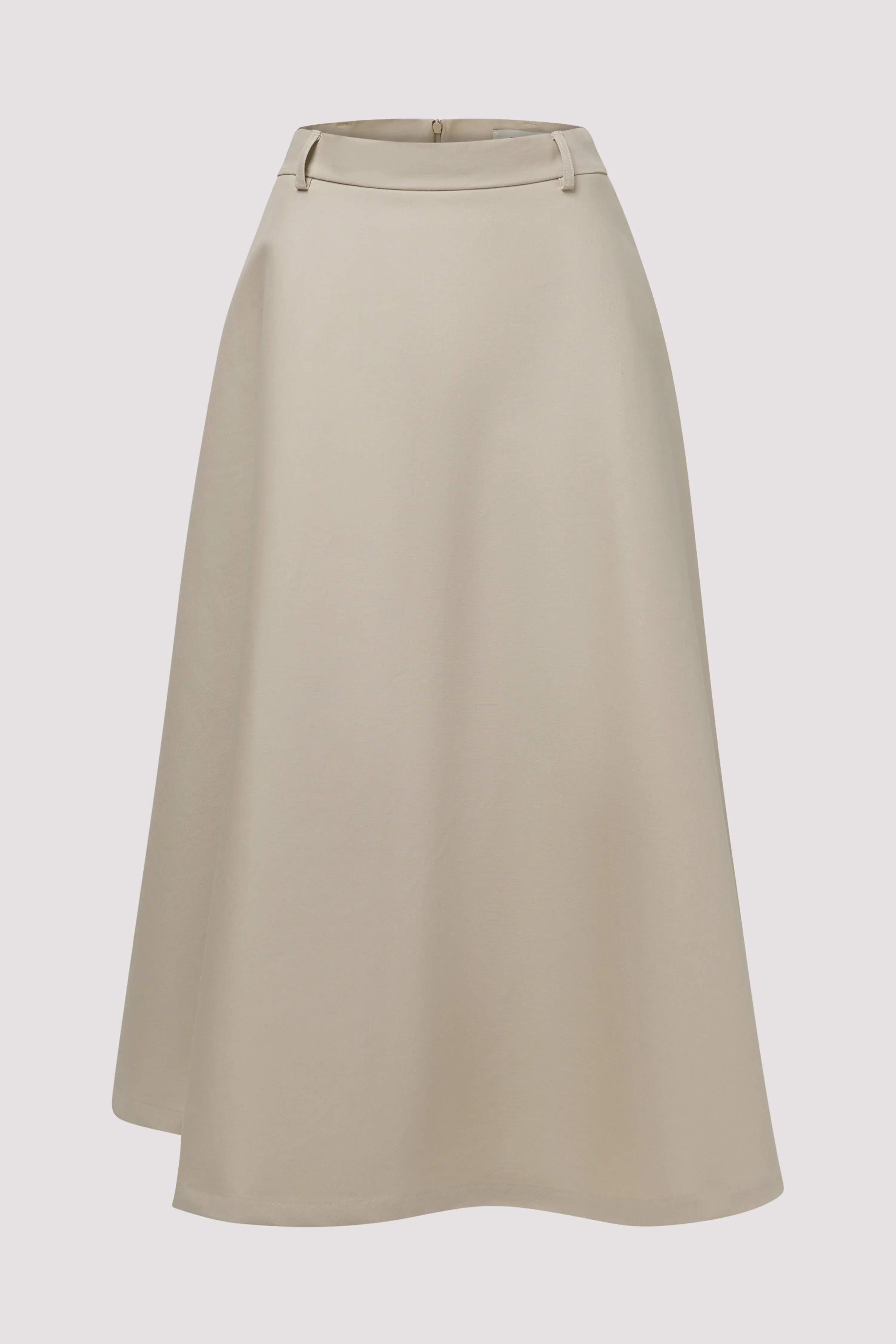 Beige Voluminous A-Line Cotton Skirt