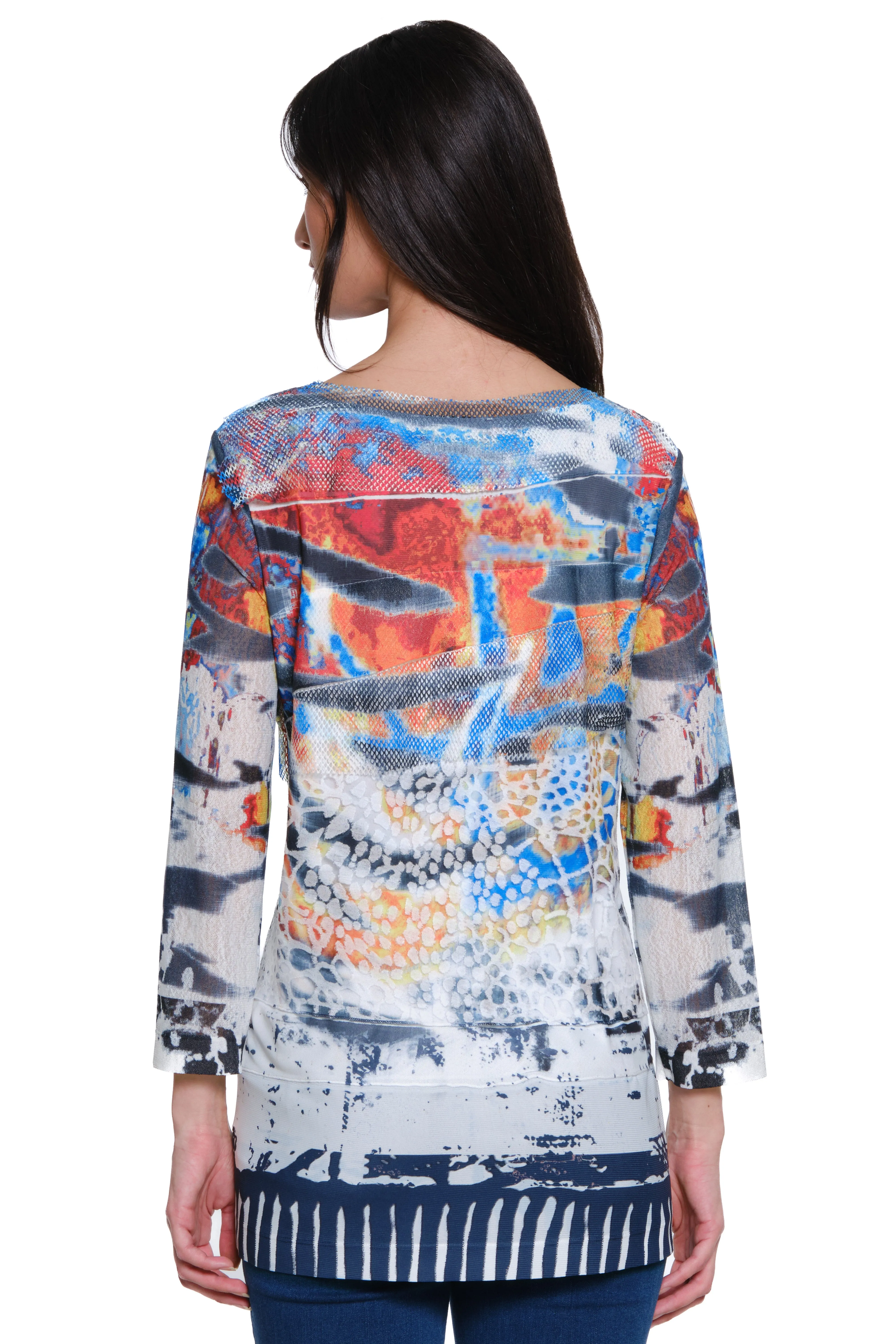 Burnout Pop Over Knit Tunic - Abstract Multi