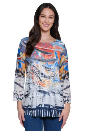Burnout Pop Over Knit Tunic - Abstract Multi