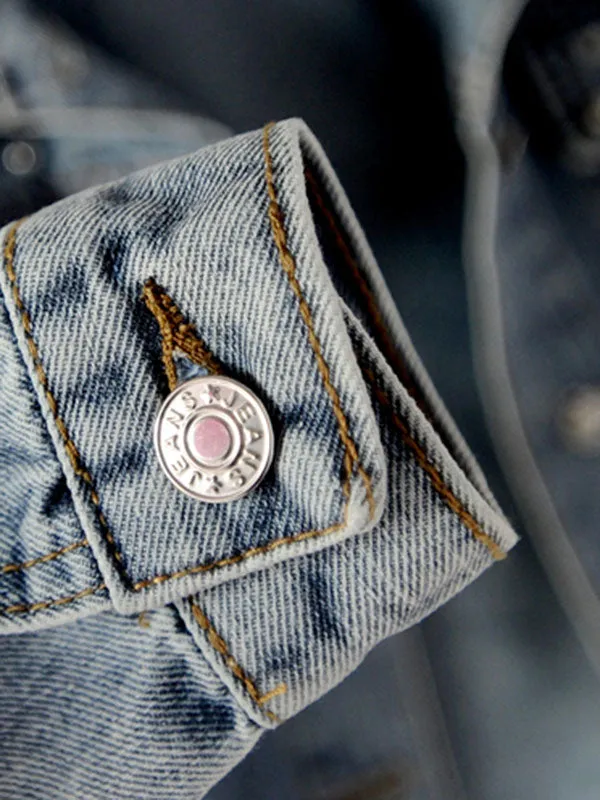 Denim Split-Joint Long Sleeves Lapel Jackets