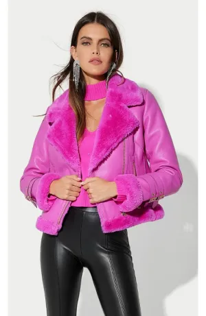Dion Faux Shearling Moto Jacket