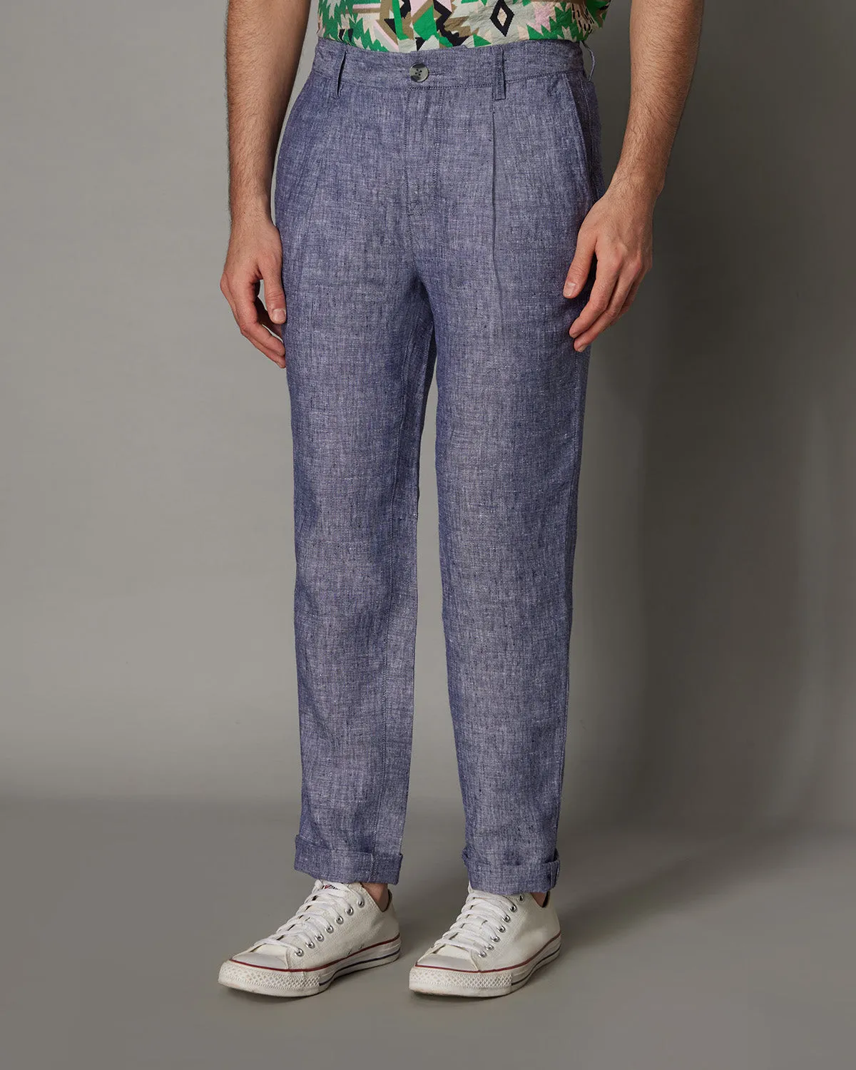 Elegant Linen Pants - Blue