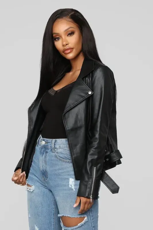 Faux Leather Motorcycle Jacket