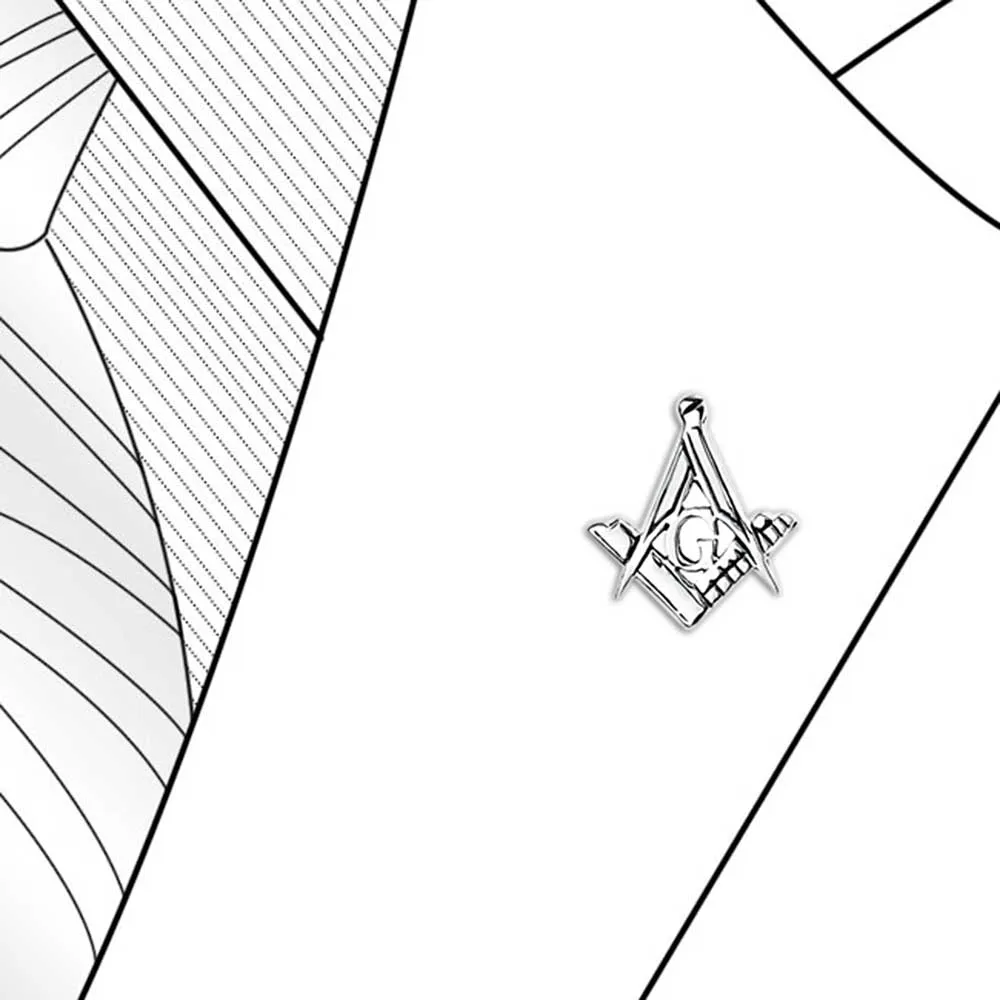 Freemasons Masonic Compass Brooche Pin for Men in Sterling Silver