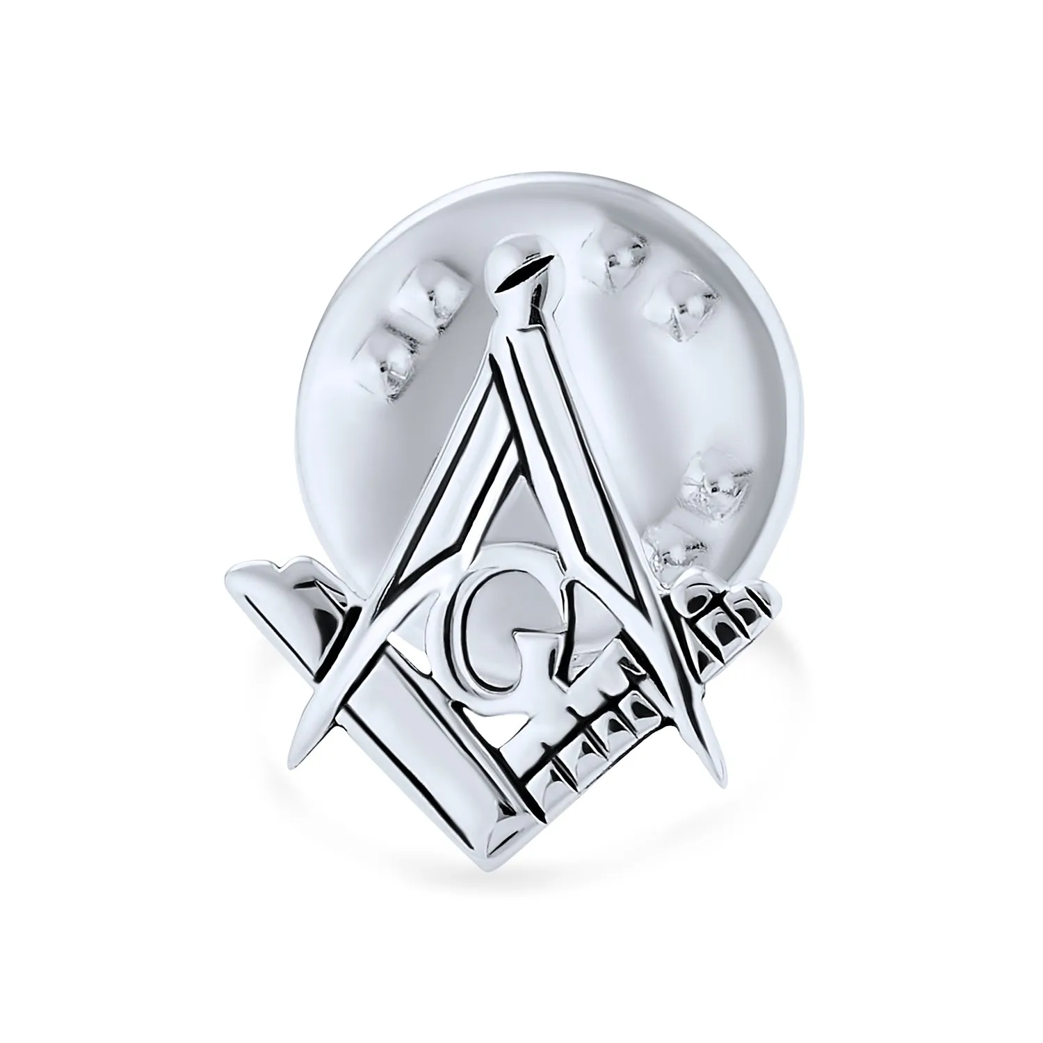 Freemasons Masonic Compass Brooche Pin for Men in Sterling Silver