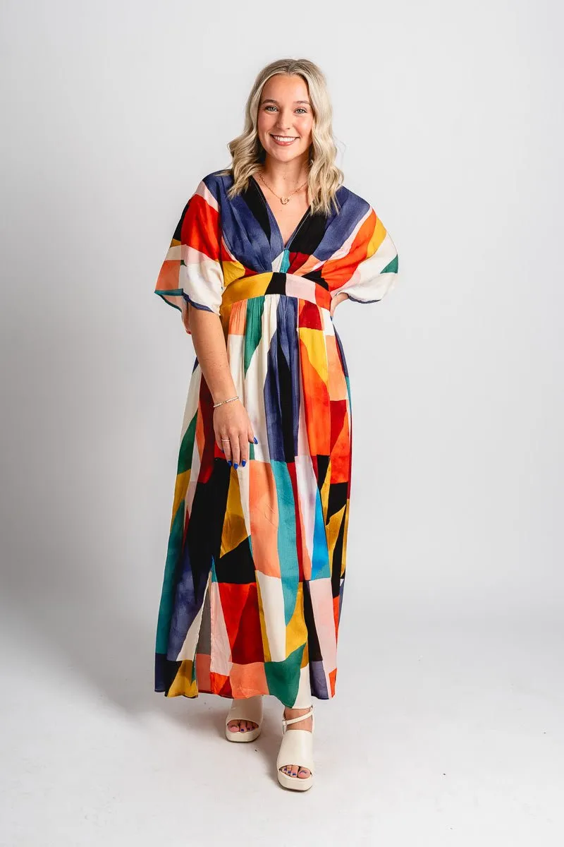 Geometric midi dress multi