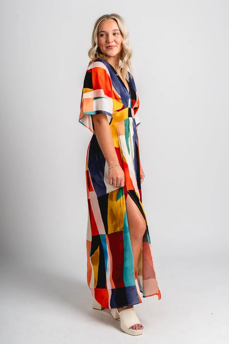 Geometric midi dress multi
