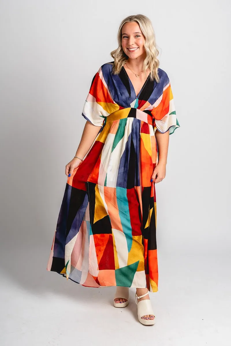 Geometric midi dress multi