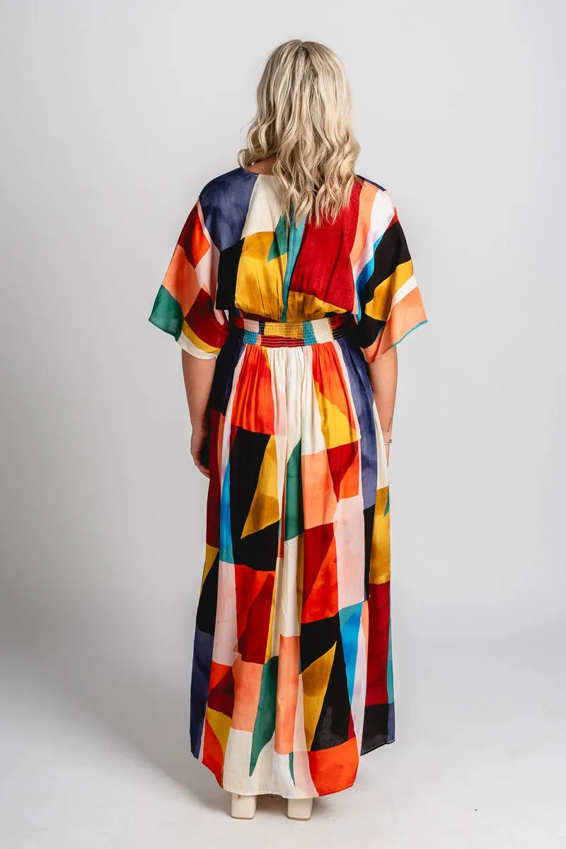 Geometric midi dress multi