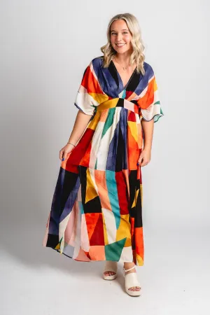 Geometric midi dress multi