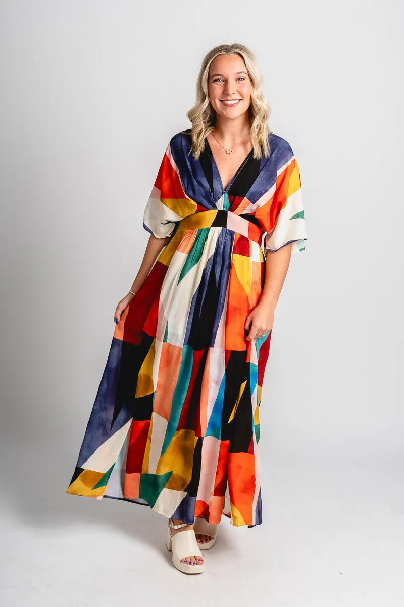 Geometric midi dress multi