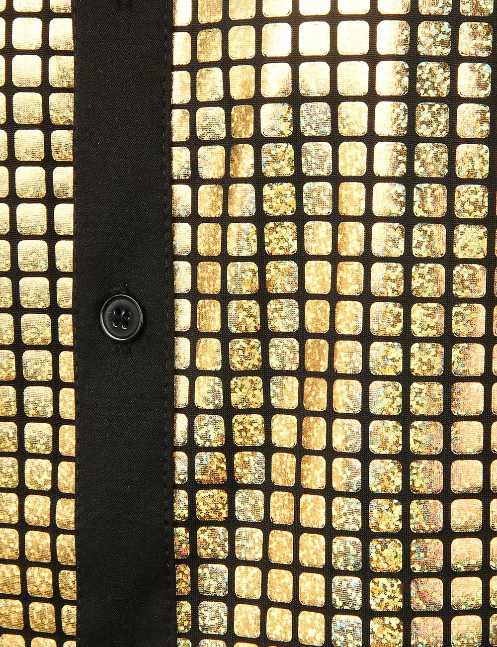 JOGAL Men's Dress Shirt Sequins Short Sleeves Button Down Shirts 70s Disco Party Costume