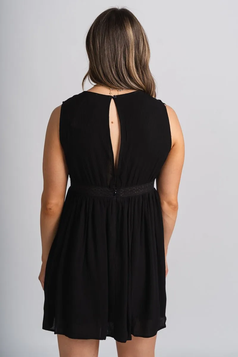 Lace mini dress black