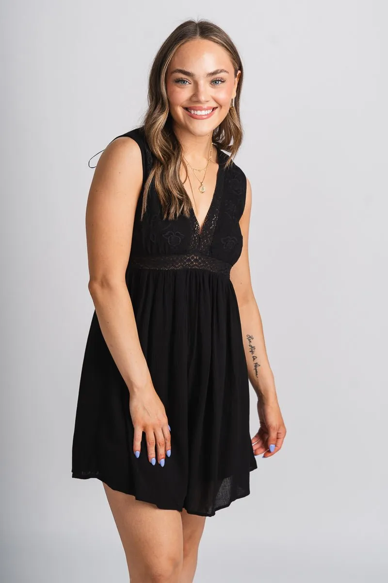 Lace mini dress black