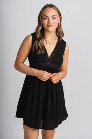 Lace mini dress black