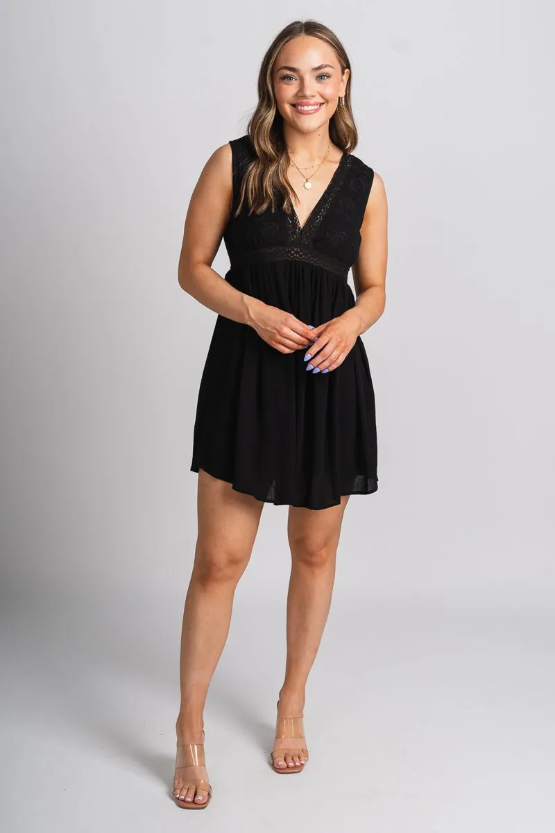 Lace mini dress black
