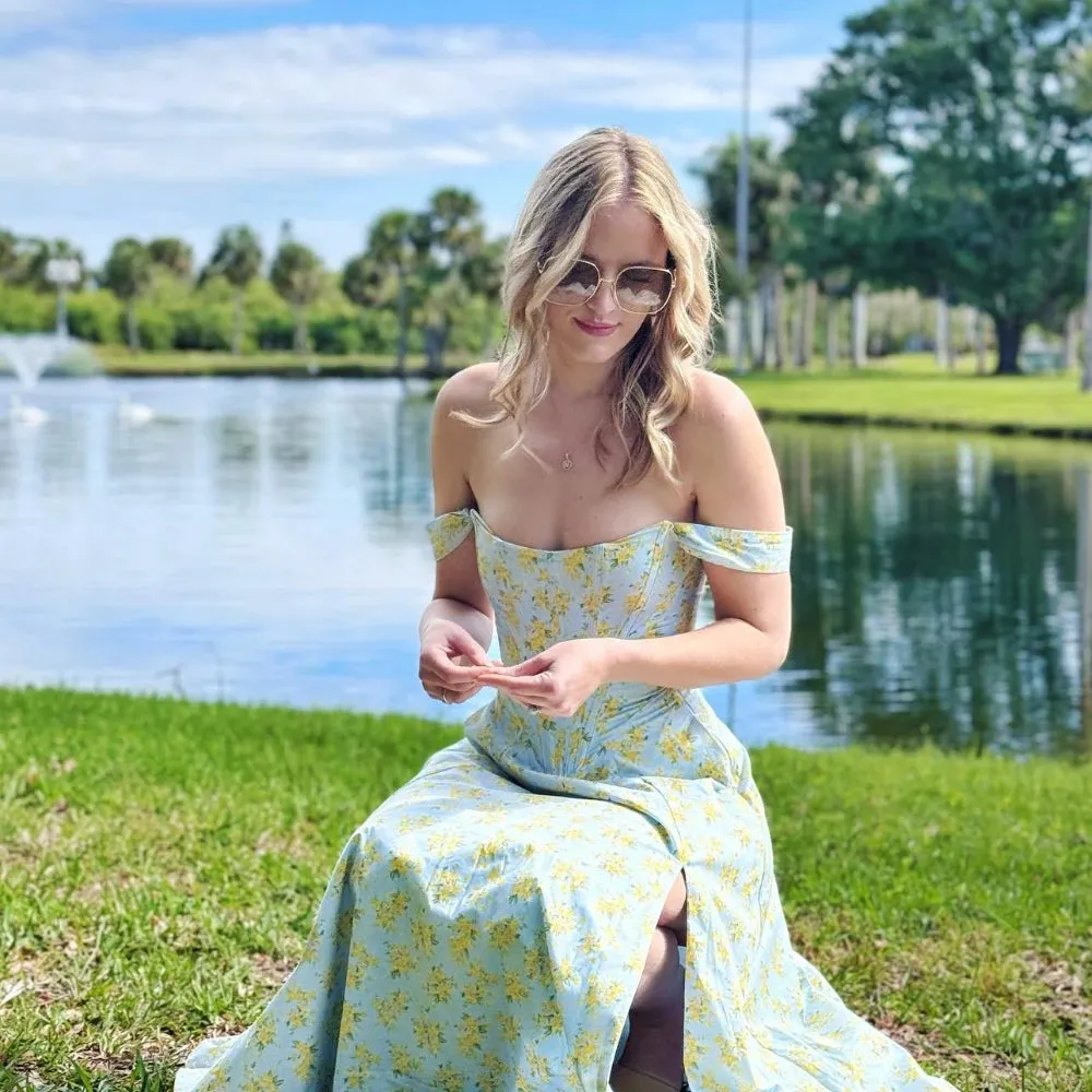 Lady Glams Summer Dress Woman 2024 Trendy Green Long Lace Up Beach Dress Elegant Split Midi Corset Dress Women Clothing