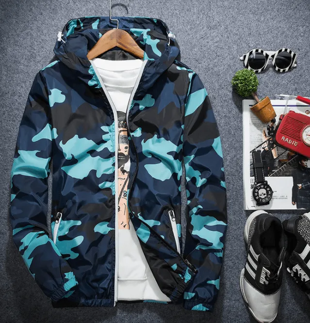 Men Jacket Fashion 2024 Spring Men Brand Camouflage Jackets Casual Mens Coat Men's Hooded Luminous Zipper Coats