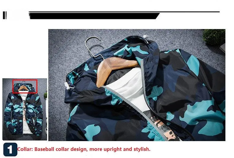 Men Jacket Fashion 2024 Spring Men Brand Camouflage Jackets Casual Mens Coat Men's Hooded Luminous Zipper Coats