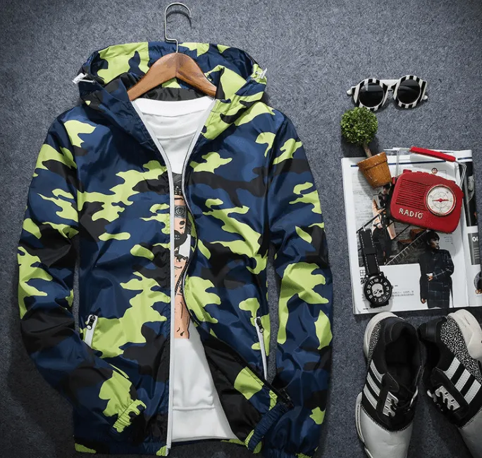 Men Jacket Fashion 2024 Spring Men Brand Camouflage Jackets Casual Mens Coat Men's Hooded Luminous Zipper Coats