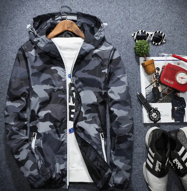 Men Jacket Fashion 2024 Spring Men Brand Camouflage Jackets Casual Mens Coat Men's Hooded Luminous Zipper Coats
