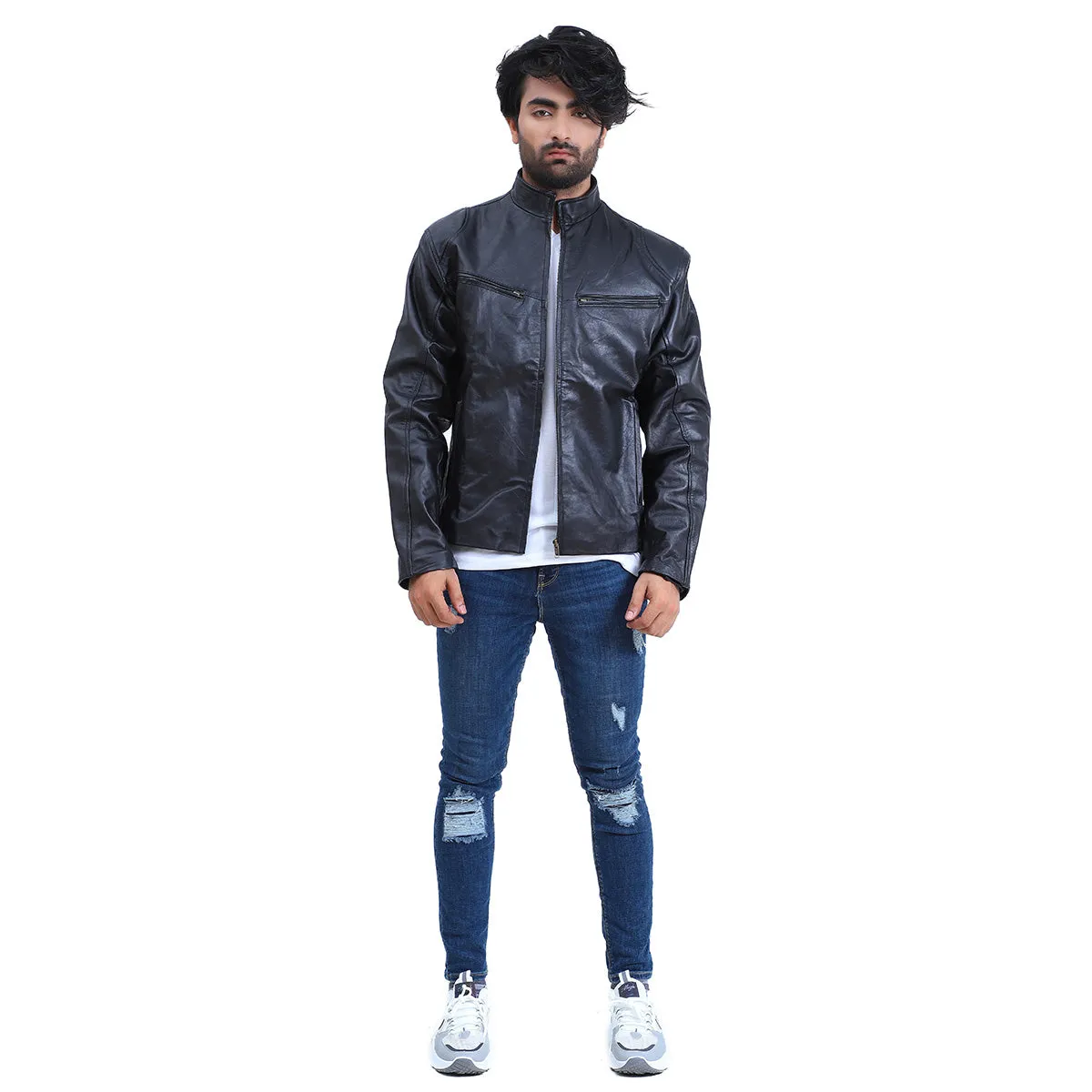 Men's Fashion Biker Black Leather Jacket