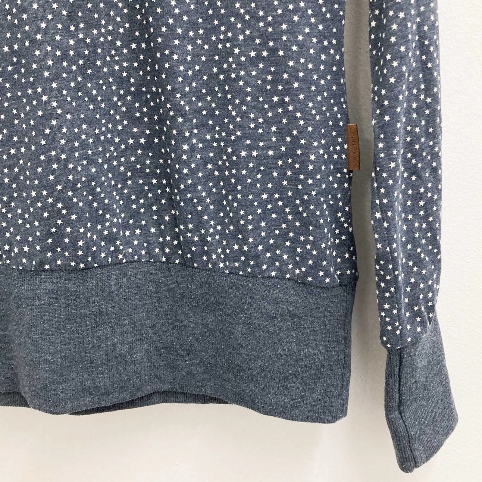 Naketano Hoodie Size S Navy Star Print Soft Jersey
