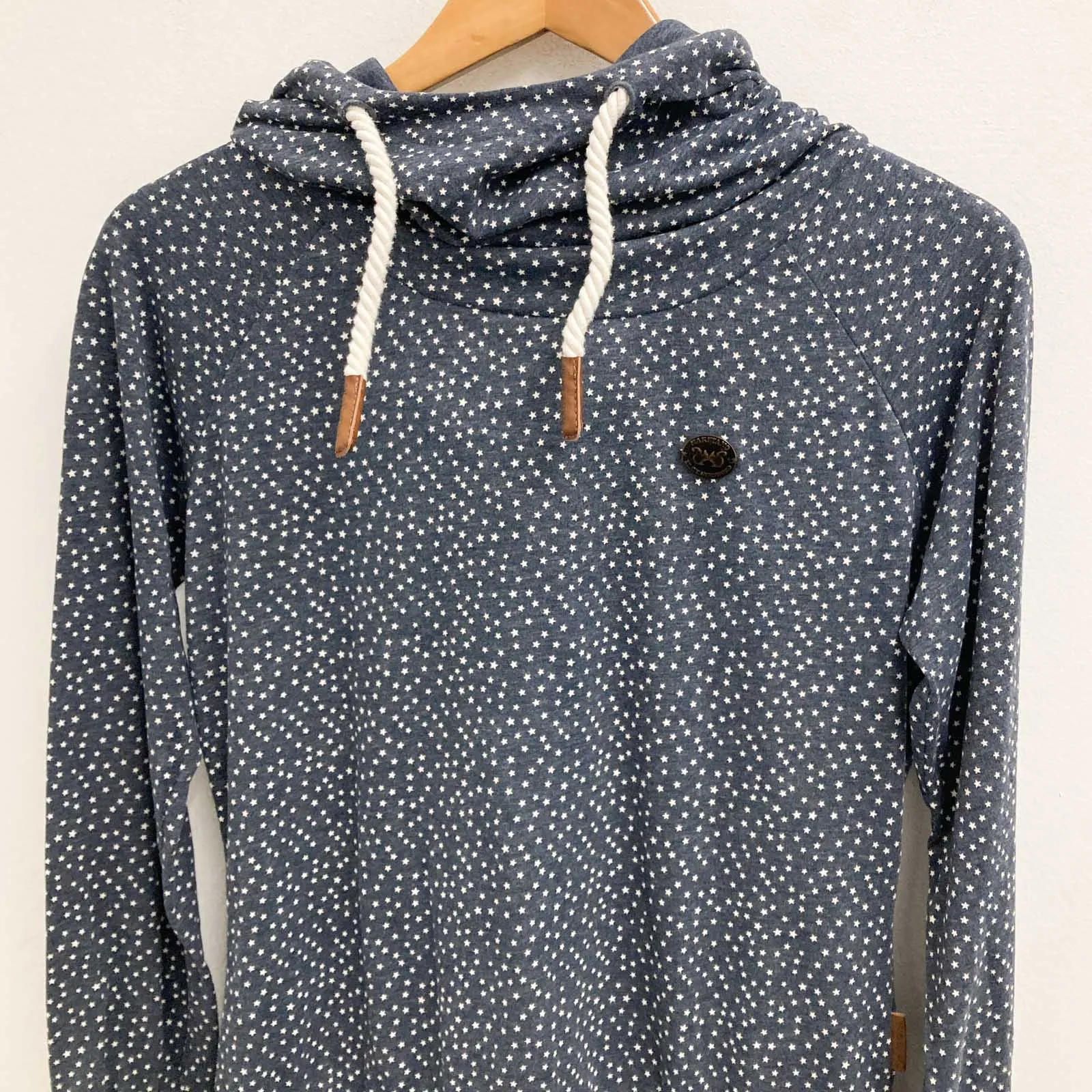 Naketano Hoodie Size S Navy Star Print Soft Jersey