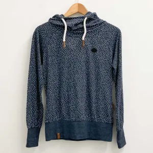 Naketano Hoodie Size S Navy Star Print Soft Jersey