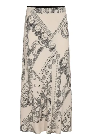 Part Two 30309556 LaurinaPW SK Mid Calf Patterned Skirt French Oak