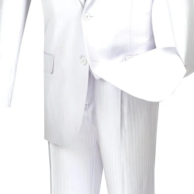 Regular Fit 3 Piece Tone On Tone Stripe White