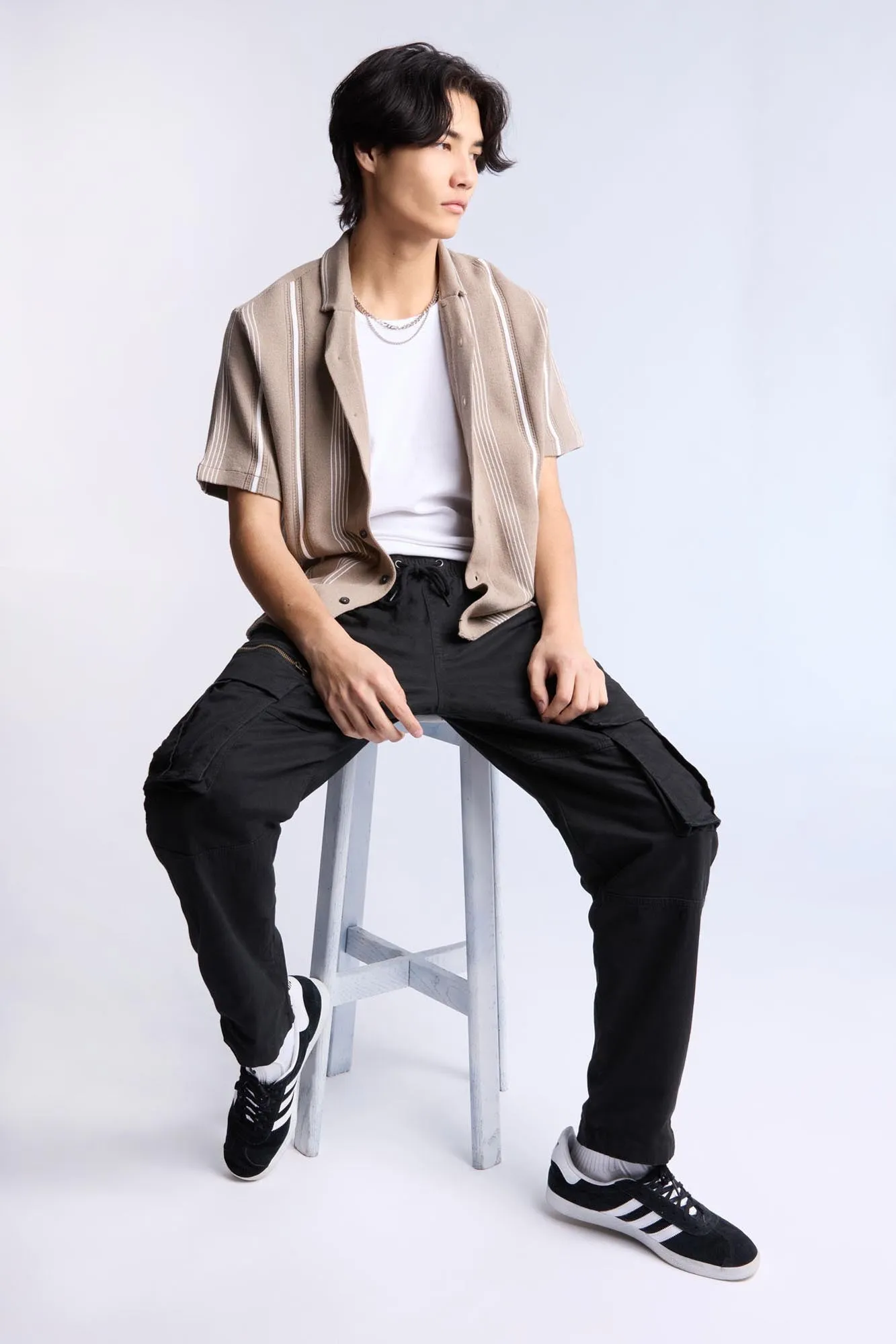 Relaxed Zip Cargo Twill Pants
