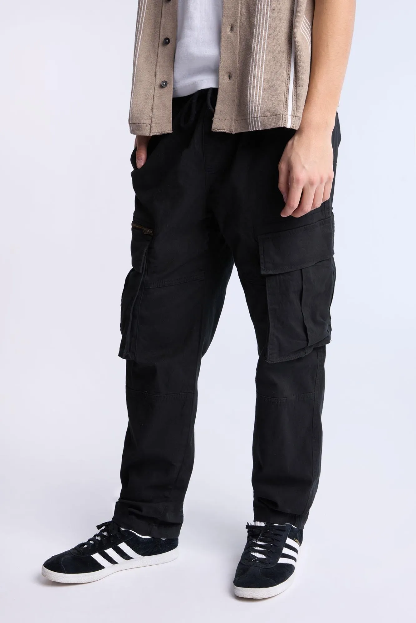 Relaxed Zip Cargo Twill Pants