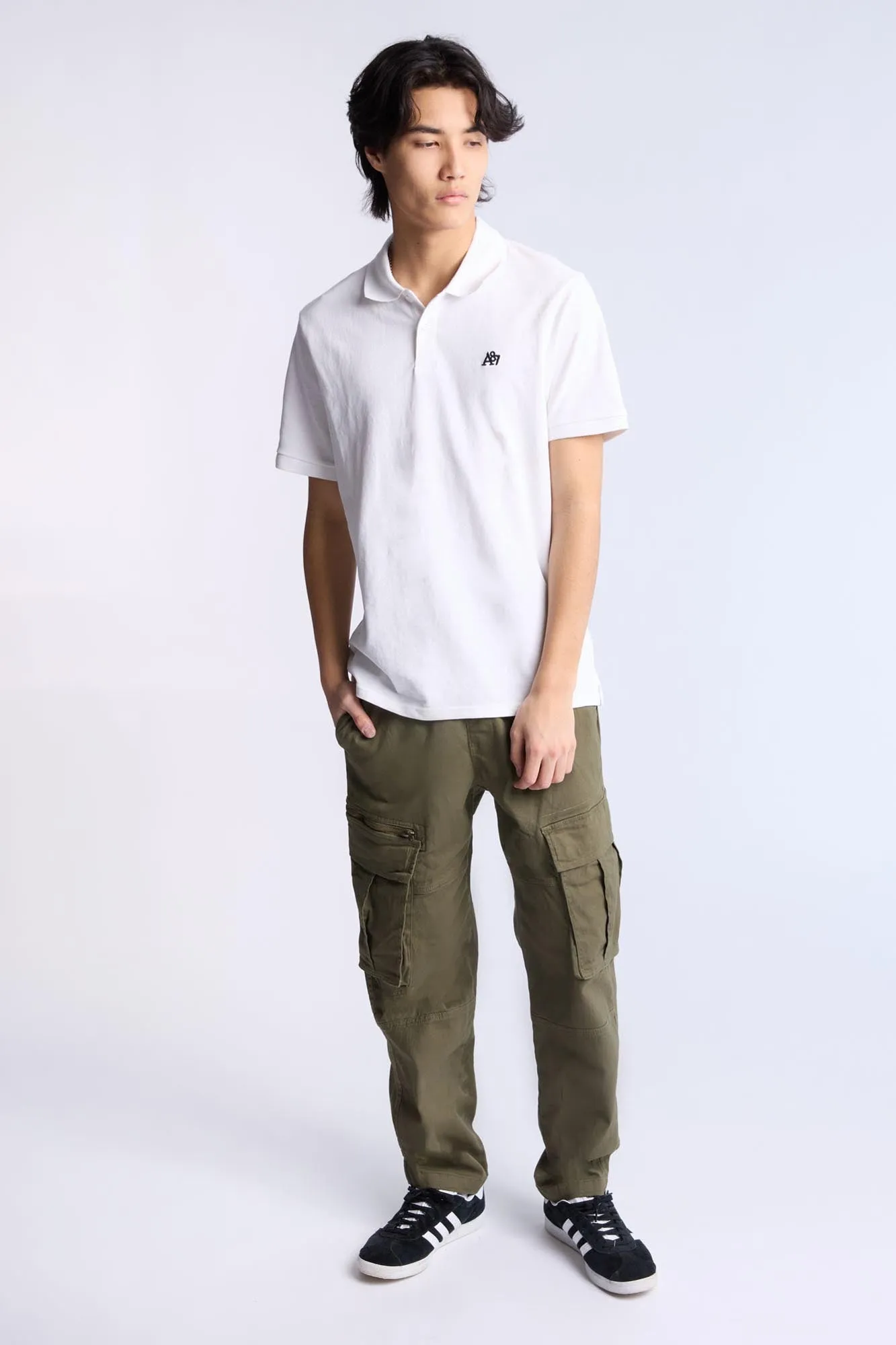 Relaxed Zip Cargo Twill Pants