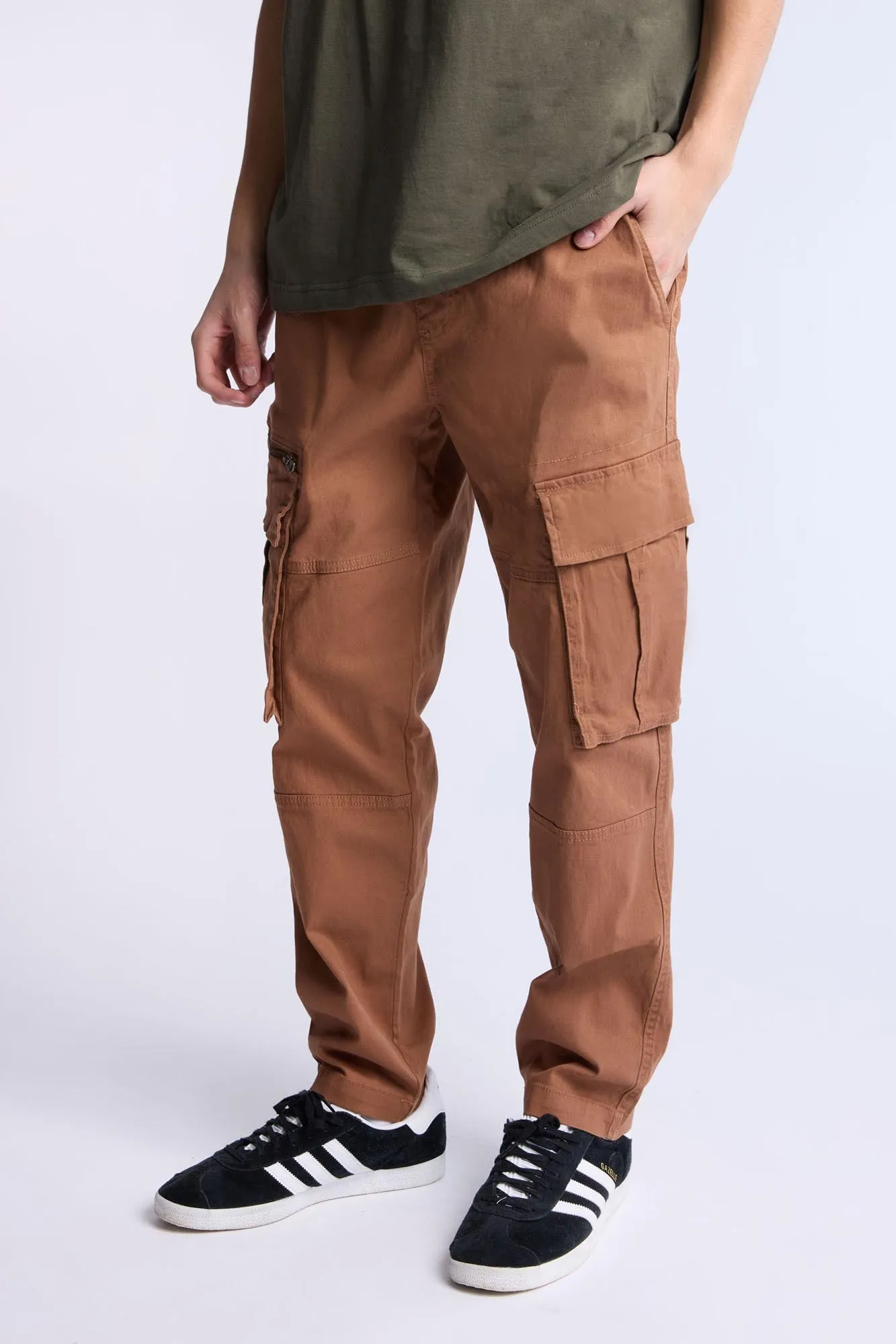 Relaxed Zip Cargo Twill Pants