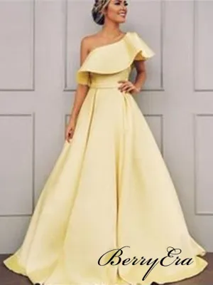 Satin A-line Modest Prom Dresses, Trendy New Prom Dresses Long