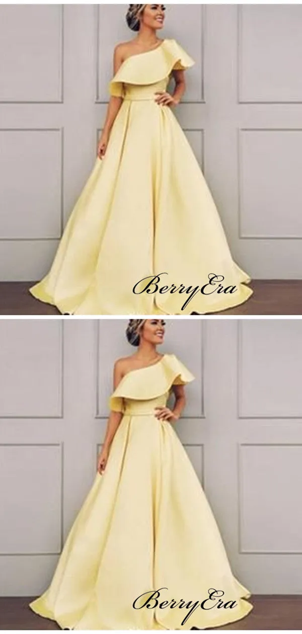 Satin A-line Modest Prom Dresses, Trendy New Prom Dresses Long