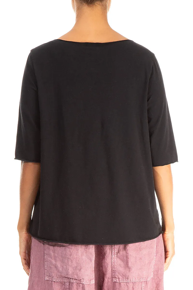 Scoop Neck Black Soft Cotton Top