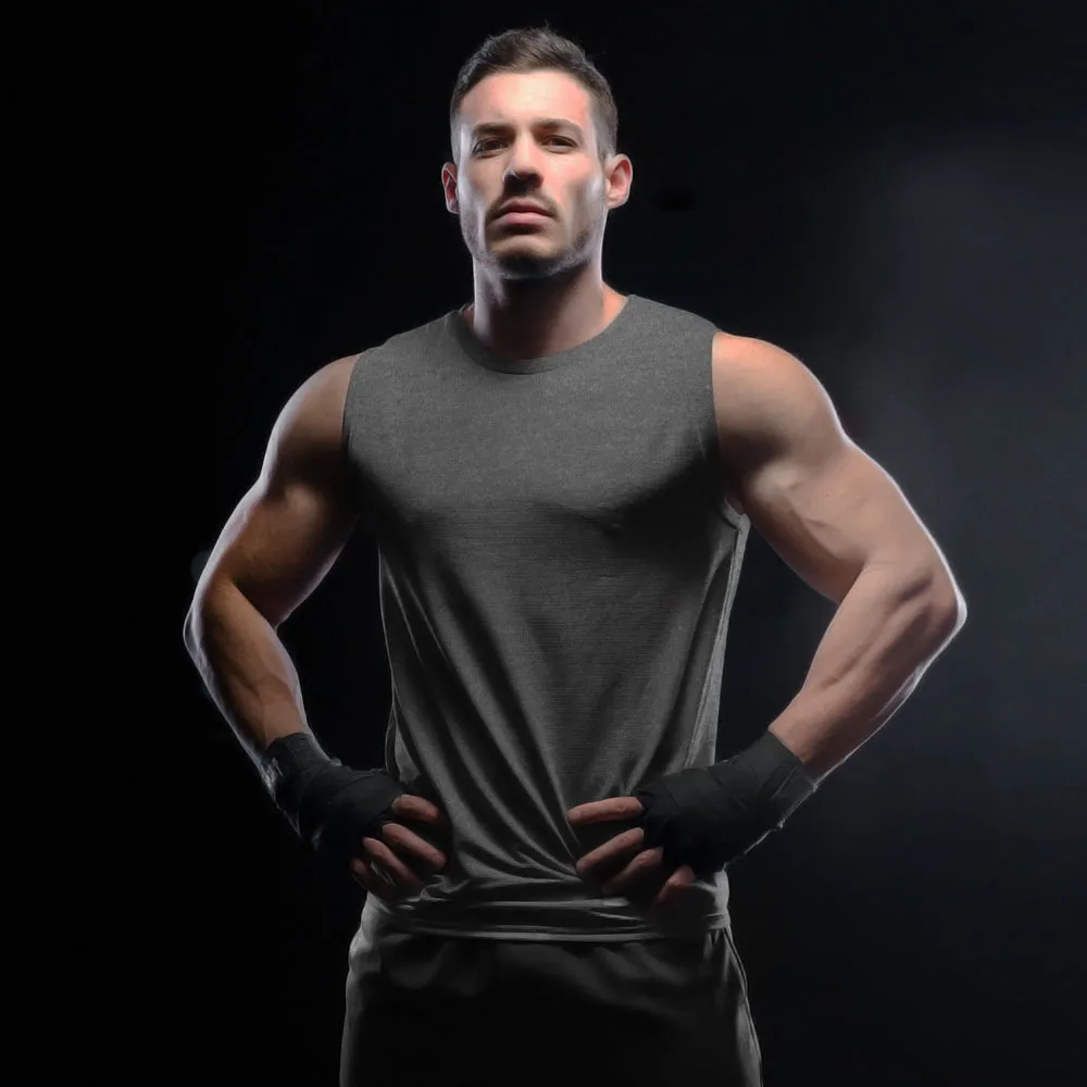 Sleeveless T shirt - Charcoal Melange