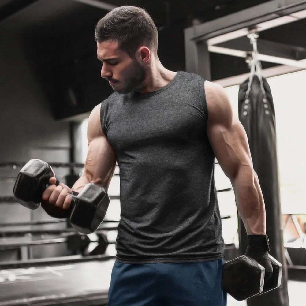 Sleeveless T shirt - Charcoal Melange